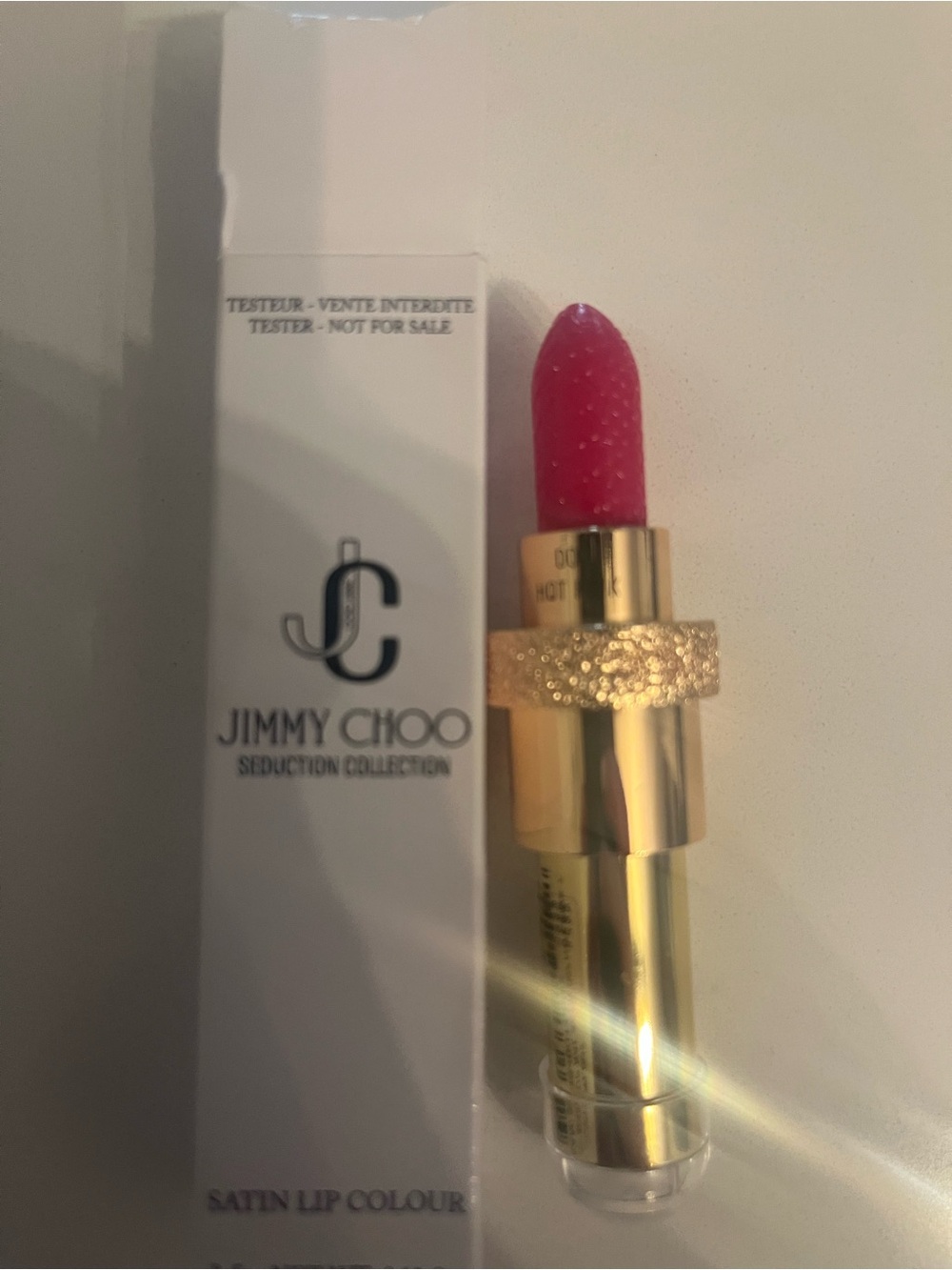 Jimmy Choo Satin Lip Colour in Hot Pink - Picture 2 of 5